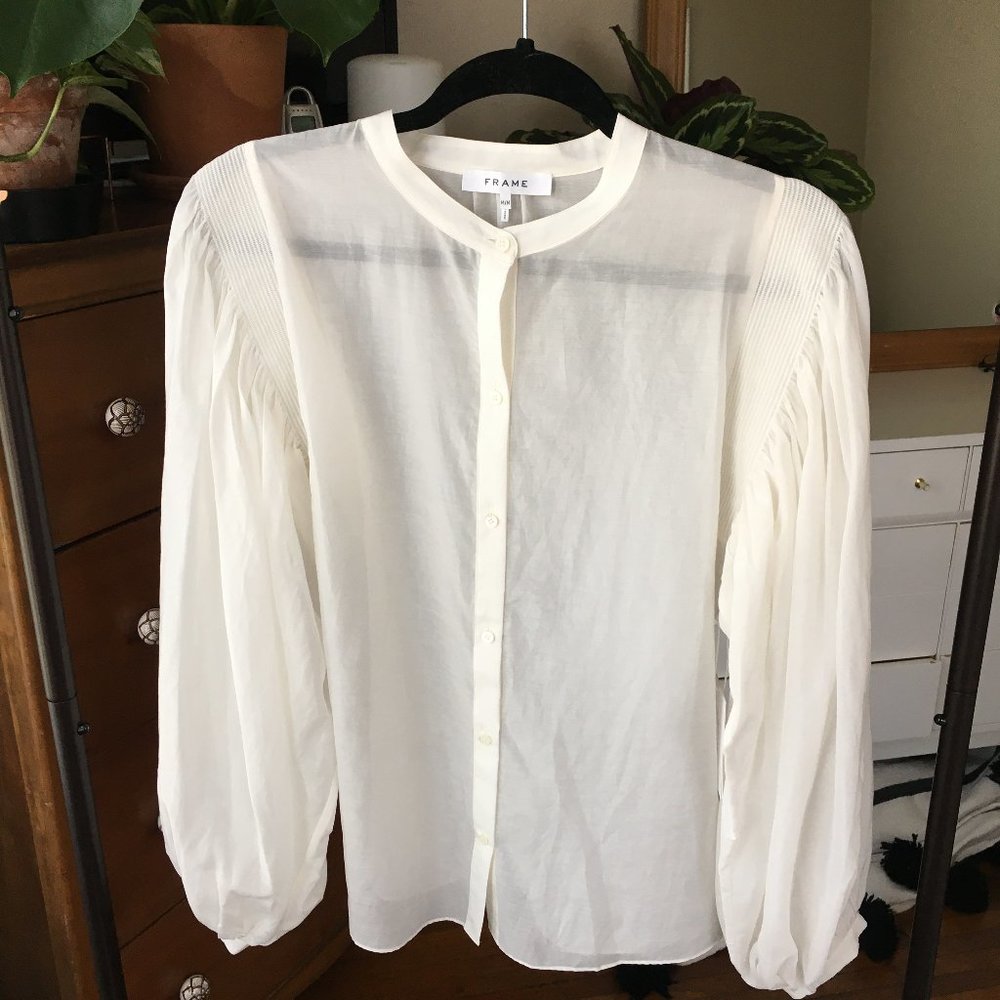 NWT | Frame Denim | Ivory Balloon Sleeve Blouse